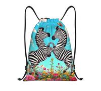 Sac à dos à cordon Zebra Love In Bloom, léger, idéal pour le sport, la gym et la salle de gym. Bretelles réglables. Parfait pour le fitness, le yoga, les voyages, le football et le volley-ball. Tail