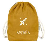 Sac à dos à ficelles jaune moutarde (personnalisable)