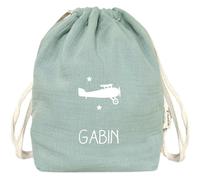 Sac à dos à ficelles vert amande (personnalisable)