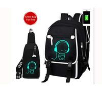 Sac à Dos à la Mode Sac à Dos Voyage pour Les Jeunes Sac d'ordinateur Lumineux Sac d'école secondaire avec Un câble USB pour garçons Filles Ados （Acheter Le Sac, Obtenez Un Cadeau Gratuitement (N2)