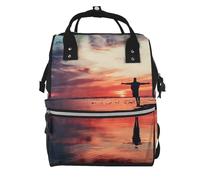 Sac à dos à langer avec imprimé bateau à voile blanc au coucher du soleil sacs à langer pour maman papa, sac à dos à couches imperméable multifonctionnel sac de voyage, Debout dans le lac, One Size