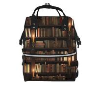 Sac à dos à langer avec imprimé libellule bleue, sac à dos à langer pour maman, papa, sac à dos à langer étanche, sac de voyage multifonctionnel, Bibliothèque mystérieuse de la librairie, One Size