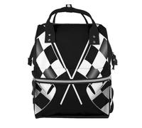 Sac à dos à langer avec imprimé libellule bleue, sac à dos à langer pour maman, papa, sac à dos à langer étanche, sac de voyage multifonctionnel, Motif drapeau à carreaux noir et blanc, One Size, Sac