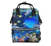 Sac à dos à langer avec imprimé paon blanc, sac à dos à langer pour maman, papa, sac à dos à langer étanche, sac de voyage multifonctionnel, Dauphin du monde sous-marin, One Size, Sac à dos tyrolien