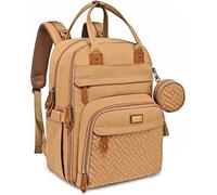 Sac à Dos à Langer avec Matelas à Langer pour Bébé - Grande Capacité Sac à Couches Multifonction Imperméable Sac de beige