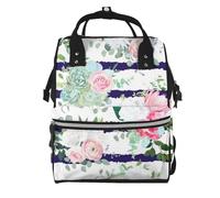 Sac à dos à langer avec motif de planches de bois texturées pour maman et papa, sac à dos à langer étanche, sac de voyage multifonctionnel, Plantes grasses rayées, One Size, Sac à dos tyrolien