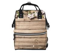 Sac à dos à langer avec motifs palmiers marins, sacs à langer pour maman, papa, sac à dos à langer étanche, sac de voyage multifonctionnel, Fleurs en bois rustique, One Size, Sac à dos tyrolien