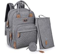 Sac à Dos à Langer Dikaslon - Grand Sac Avec Matelas à langer et Porte tétine Pour bébé Garçon et Fille, Sangles de Poussette - Sac