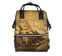Sac à dos à langer imprimé papillon orange sac à dos sacs à langer pour maman papa, sac à dos à langer imperméable sac de voyage multifonctionnel, Thème nautique pirate, One Size, Sac à dos tyrolien