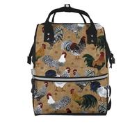 Sac à dos à langer motif requins avec imprimé nautique pour maman, papa, sac à dos à langer étanche, sac de voyage multifonctionnel, Imprimé coq et poulet, One Size, Sac à dos tyrolien