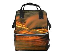 Sac à dos à langer pour maman et papa, sac à dos à langer étanche multifonction pour les bonbons et les bonbons, Vagues au crépuscule, One Size, Sac à dos tyrolien