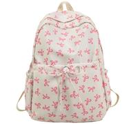 Sac à dos à nœud pour filles joli sac d'école en nylon avec sangle réglable et plusieurs poches capacité style kawaii esthétique 28 x 12 x 38 cm