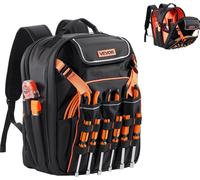 Sac à dos à outils VEVOR, 45 poches, organisateur de rangement d'outils, Backpack avec compartiment pour ordinateur portable et fond renforcé en tissu, sac à outils, sac à dos de chantier pour électri