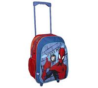 Sac à Dos à Roulette Style Trolley Spiderman - Rouge et Bleu - 31x14x41 cm - Cartable à Roulette en Polyester - avec Poche Latérale - Produit Original Conçu en Espagne