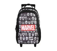 Bagtrotter - Avengers - Marvel - Sac à Dos Scolaire - Sac à Dos à Roulettes - Noir - 2 Compartiments Zippés - 1 Poche Bouteille - 33x16x45cm - Bretelles Matelassées - Dos Matelassé - Matière