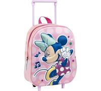 Sac à dos à roulettes Disney Minnie Mouse original avec poignée extensible | Sac à dos d'école Minnie rose à pois pour fille d'âge préscolaire