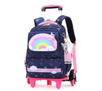 Sac à Dos à Roulettes Fille Primaire - Cartable Trolley Enfant CP CE - Bagage Cabine Voyage Licorne 31x20x40cm