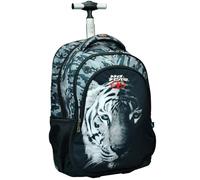 Sac À Dos Garçon Avec Roulettes No Fear Tigre 48 Cm - Trolley Scolaire 2 Compartiments Noir / Blanc / Gris TU