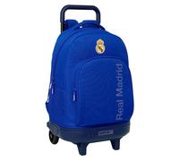 Real Madrid - Grand sac à dos à roulettes, compact, amovible, idéal pour les enfants de différents âges, confortable et polyvalent, qualité et résistance, 33 x 22 x 45 cm
