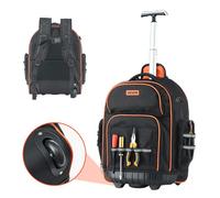Sac à Dos à Roulettes-VEVOR-Charge 50 kg-avec 45 Poches-44 x 25 x 48 cm-Base Stable-Organisateur à Outils Robuste