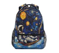 Sac À Dos A Simple Painting of an Astronaut on A Hammock Looking at The Starry Night Cartable Scolaire Loisir Sac A Dos Scolaire Durable Cartables pour Randonnée Étudiant Voyage 29X40CM