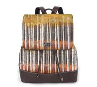 Sac à dos abstrait imprimé arbres dorés pour femmes, imperméable, antivol, léger, en cuir PU, sac à bandoulière en nylon, sac à dos d'école, sac à dos de voyage, Noir , Taille unique
