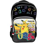 Safta Mochila Pikachu Pokémon 42 cm avec compartiments, bandoulières ergonomiques et poches latérales pour bouteilles