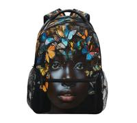 Sac À Dos African American Butterfly Girl Cartables Durable Sac A Dos Scolaire Loisir Cartable Scolaire pour Voyage Étudiant Randonnée 29X40CM