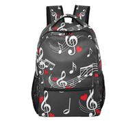 Sac à dos amusant grenouille verte avec plusieurs poches pour adolescents et utilisation en extérieur, Note de musique noire, Small, Sac à dos d'école décontracté