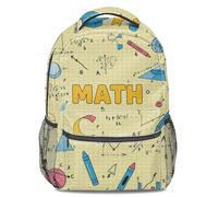 Sac à dos amusant imprimé mathématiques | Grande capacité | Motif géométrique de dessin animé | Sac à livres pour étudiants | Parfait pour les enfants et les adolescents, 03, L