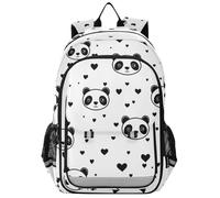 Sac à dos amusant pour enfants 8-12 : sacs à livres décontractés pour garçon dans des couleurs assorties - panda simple ligne art coeur Saint-Valentin