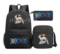 Sac à dos Anime ONE PIECE Monkey D. Luffy, grande capacité, décontracté, pour étudiants, sac d'école, 3 pièces, léger, pour femmes et hommes, voyage, Mochilas décontractées Rose