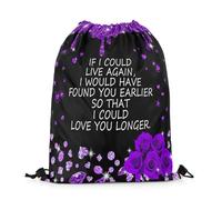 Sac À Dos Anniversary Black Purple Diamond Romantic Words Greetings Love Aesthetics Gym Sack Réglable Sac De Sport Colourful Sacs À Cordon pour Voyage Camping Swimming 36X42CM