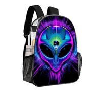 Sac à dos antivol multifonction grande capacité - Trippy Eyes Blue Tie Dye Alien Sac à dos de voyage et de camping transparent