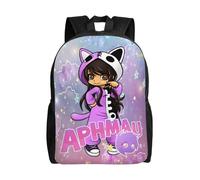 Sac à dos Aphmau pour école primaire, collège, grande capacité, sac à bandoulière, sac à dos décontracté, sac pour ordinateur portable, pour garçons et filles - XTYD3193 Noir