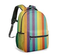 Sac à dos arc-en-ciel à rayures verticales de 40,6 cm, style rétro, vintage, abstrait, imprimé sur toute la surface, sac à dos tendance pour écolier, 01, L, Décontracté