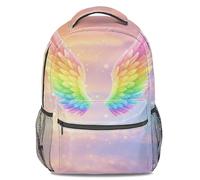 Sac à dos arc-en-ciel dégradé ailes nuages pastel rêveurs enfants sac à dos paillettes sac d'école fille sac à livres imprimé dessin animé fantaisie imprimé 3D étudiant, style 2, L
