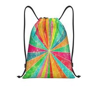 Sac À Dos Arc-en-Ciel Radieux Sacs À Cordon Réglable Sac De Sport Pliable Gym Sack pour Voyage Camping Vacances 36X42CM