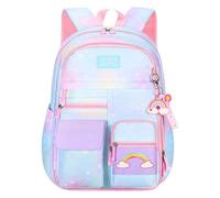 Sac à dos arc-en- - Sac d'école coloré, design léger et résistant à l'eau | Bretelles pour adolescentes, voyages quotidiens et études d'apprentissage pour un rangement important, bleu