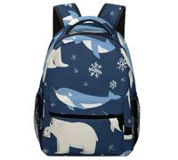 Sac À Dos Arctic Animals Orca Whale Whale Bear Sealife Walrus Snowflake Cartable Léger Backpack Homme Et Femme Daypack pour Camping Scolaire Voyage
