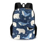 Sac À Dos Arctic Animals Orca Whale Whale Bear Sealife Walrus Snowflake Sac D'École Loisirs Backpack Léger Bookbag pour Scolaire Camping Cadeau Rentrée