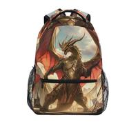 Sac À Dos Armure d'or du Dragon Cartable Scolaire Unisexe Cartables Classique Rucksack pour École Travail Randonnée