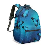 Sac à dos artistique bleu imprimé papillon 40,6 cm All Over Gradient Night Sky Fantasy Glowing Whimsical Sac à dos pour voyage, 03, L, Décontracté