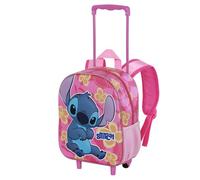 Sac à dos avec chariot avec images en relief pour la maternelle 34 cm sac à roulettes et poignée extensible figure en 3D, Stitch, 34 cm, Sac à dos pour crèche