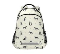 Sac à dos avec clip de poitrine pour enfant Motif husky de Sibérie Gris Blanc