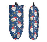 Sac à dos avec cordon de serrage et poches à fermeture éclair pour femme, sac de sport pour femme, plage, randonnée, Noël, lutin du Père Noël, bleu marine