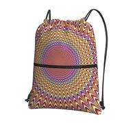 Sac à dos avec cordon de serrage imprimé planche de surf imprimé résistant à l'eau Sac à dos décontracté sport gym voyage pour homme femme, Illusion d'optique en spirale, One Size, Sac à dos daypack