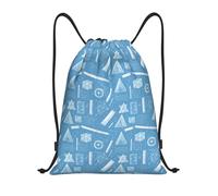 Sac à dos avec cordon de serrage - Motif illustration mathématique bleue - Petit sac de sport avec cordon de serrage pour homme et femme - Sac à dos pour voyage, natation, plage