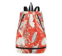 Sac à dos avec cordon de serrage pour ordinateur portable Motif cafard de Madagascar Rouge