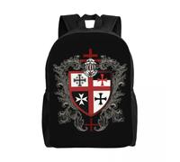 Sac à dos avec croix et bouclier des Templiers, emblème médiéval, ordre secret, sacs de voyage pour l'école, cartable pour ordinateur portable de 15 pouces Noir